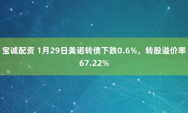 宝诚配资 1月29日美诺转债下跌0.6%，转股溢价率67.22%